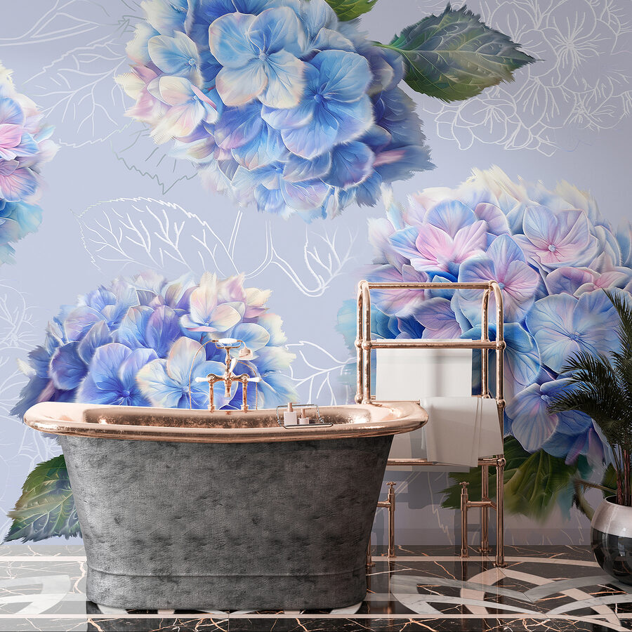 Groupe de fleurs bleues