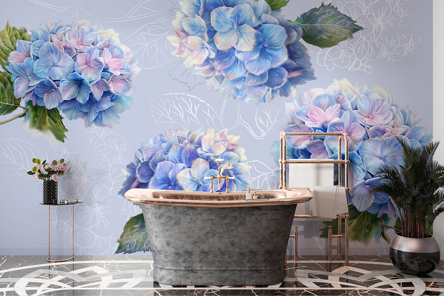 Groupe de fleurs bleues