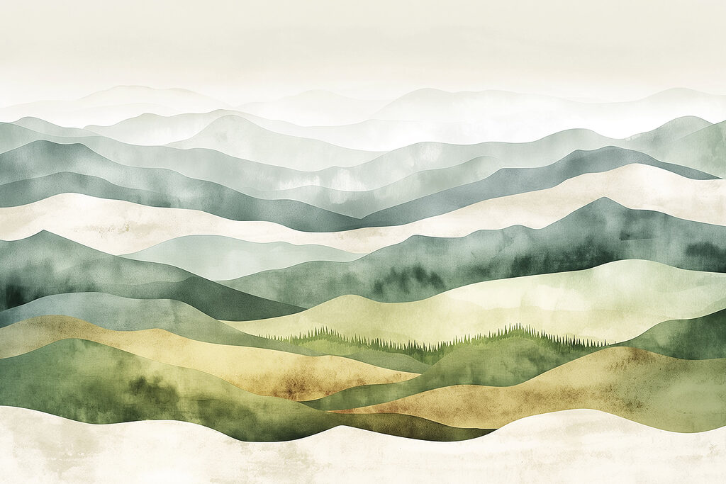 Paysage de collines avec brouillard Paysage de collines avec brouillard