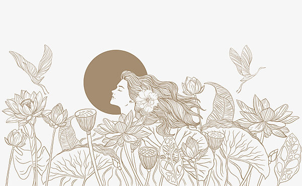 Femme aux cheveux longs et aux fleurs Femme aux cheveux longs et aux fleurs