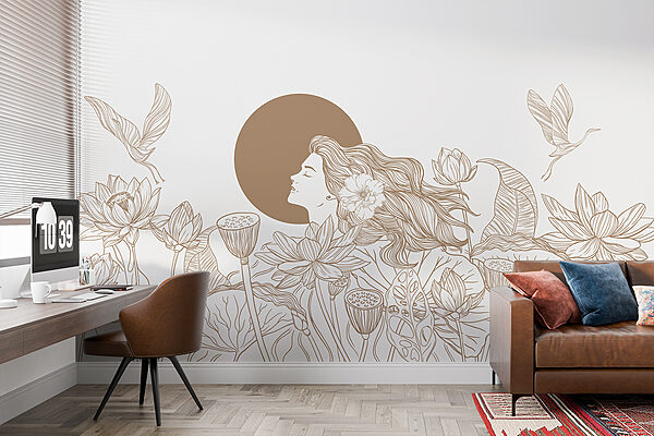 Femme aux cheveux longs et aux fleurs Femme aux cheveux longs et aux fleurs