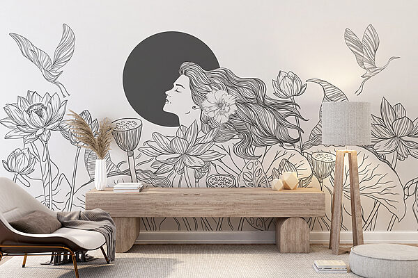 Femme aux cheveux longs et aux fleurs Femme aux cheveux longs et aux fleurs