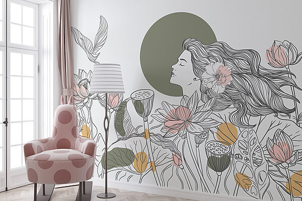 Femme aux cheveux longs et aux fleurs Femme aux cheveux longs et aux fleurs