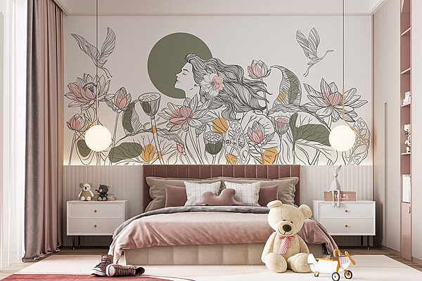 Femme aux cheveux longs et aux fleurs Femme aux cheveux longs et aux fleurs