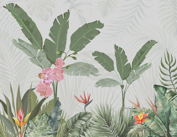 Papier peint avec des fleurs et des plantes Papier peint avec des fleurs et des plantes