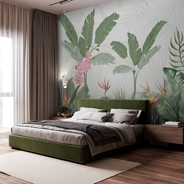 Papier peint avec des fleurs et des plantes Papier peint avec des fleurs et des plantes