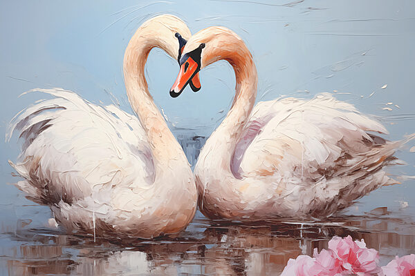 Deux cygnes dans l'eau Deux cygnes dans l'eau