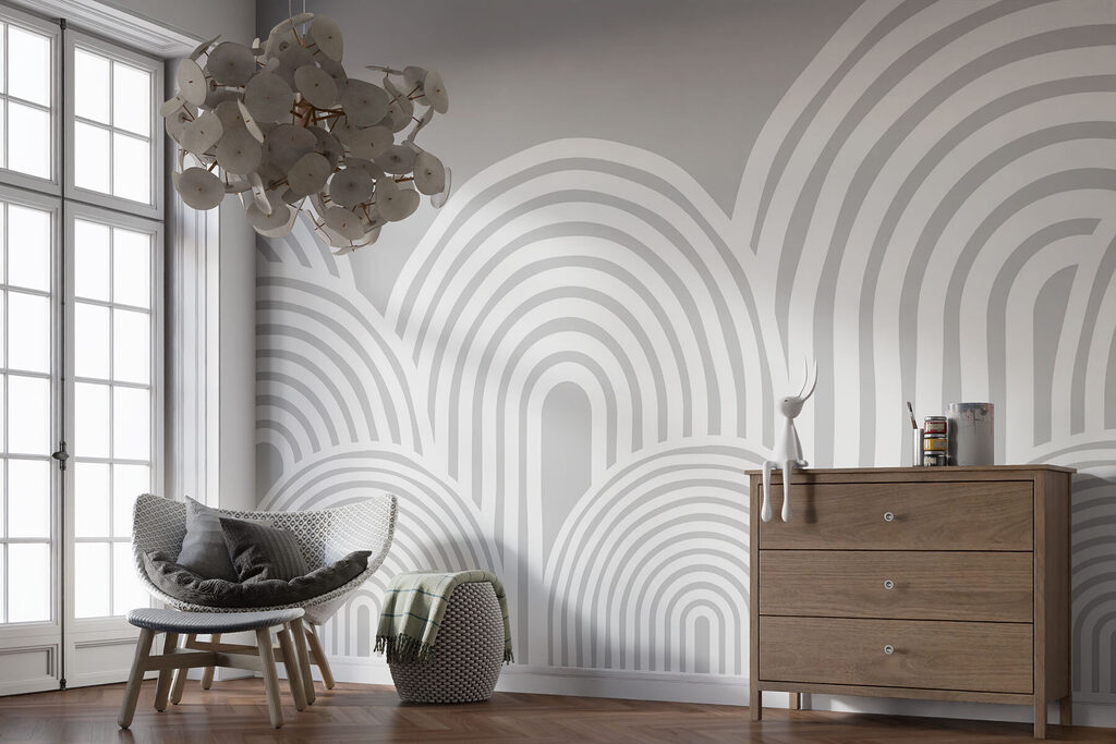 White and gray background with curved lines White and gray background with curved lines