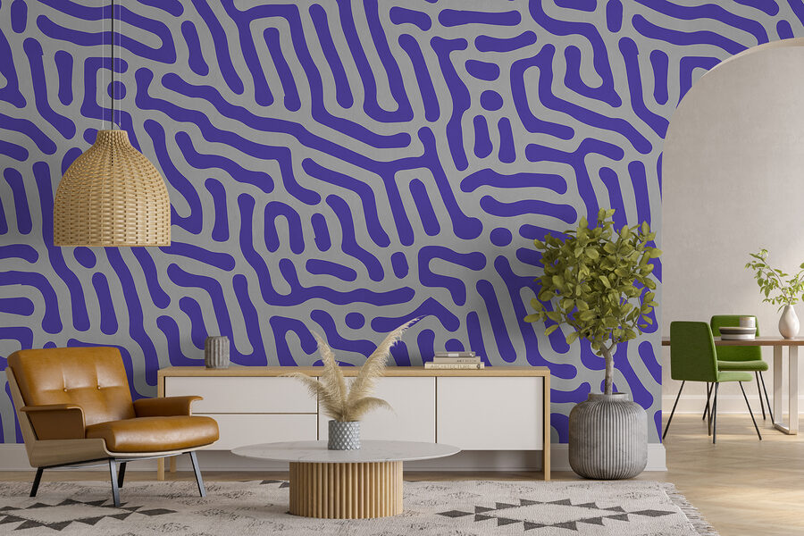 Papier peint Motif violet et blanc