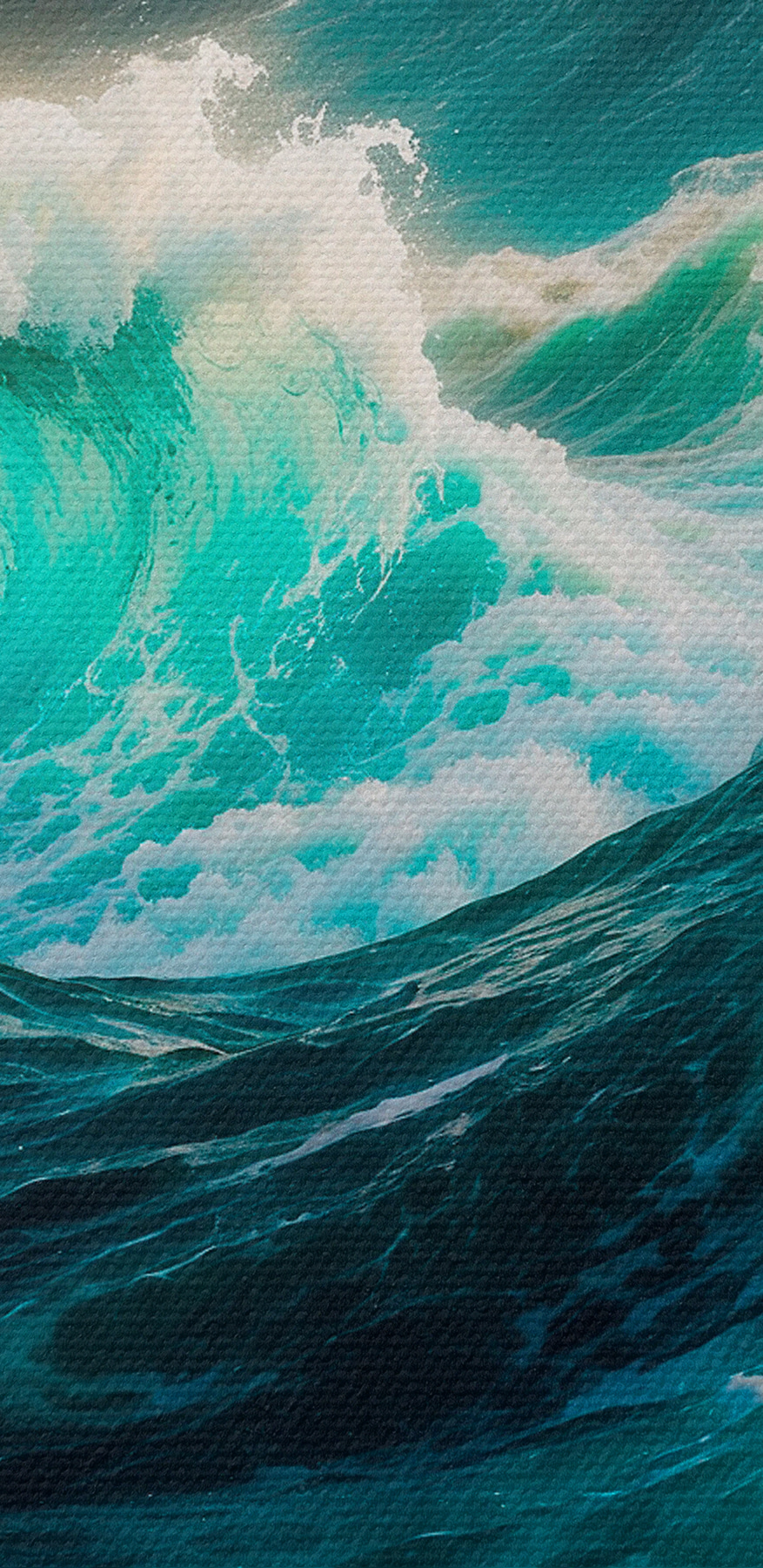Grandes vagues avec feu et fumée