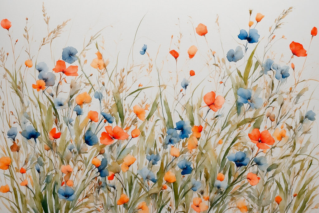 Painting of flowers and grass Painting of flowers and grass