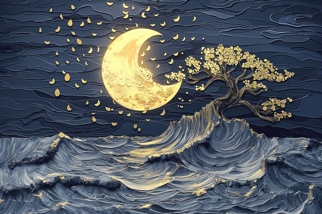 Moon and tree in the sky