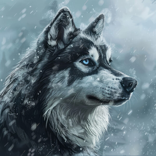 Chien dans la neige Chien dans la neige