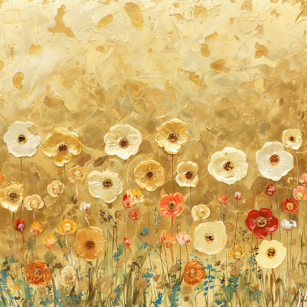 Painting of flowers on a wall Painting of flowers on a wall