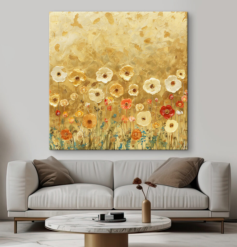 Painting of flowers on a wall Painting of flowers on a wall