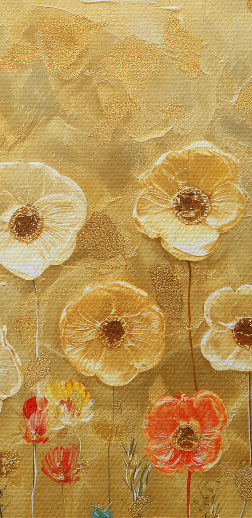 Painting of flowers on a wall Painting of flowers on a wall