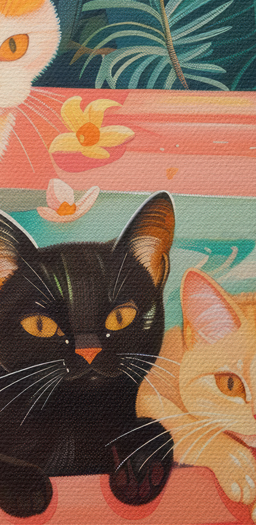 Chats dans un bac d'eau