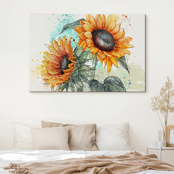 Peinture de tournesols sur fond blanc Peinture de tournesols sur fond blanc