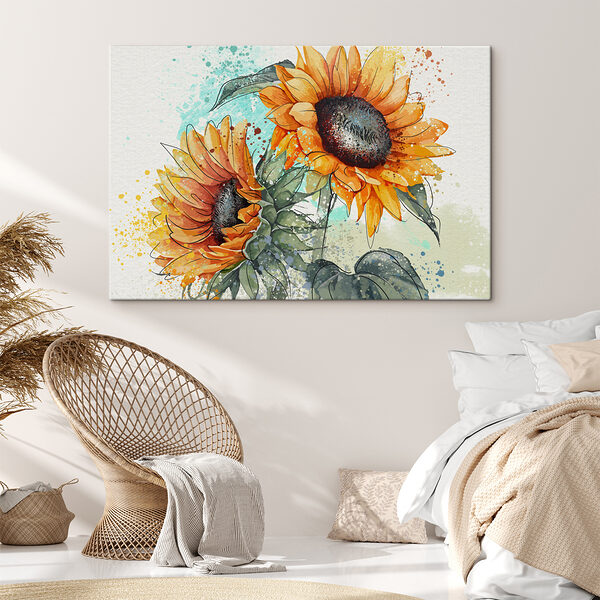 Peinture de tournesols sur fond blanc Peinture de tournesols sur fond blanc