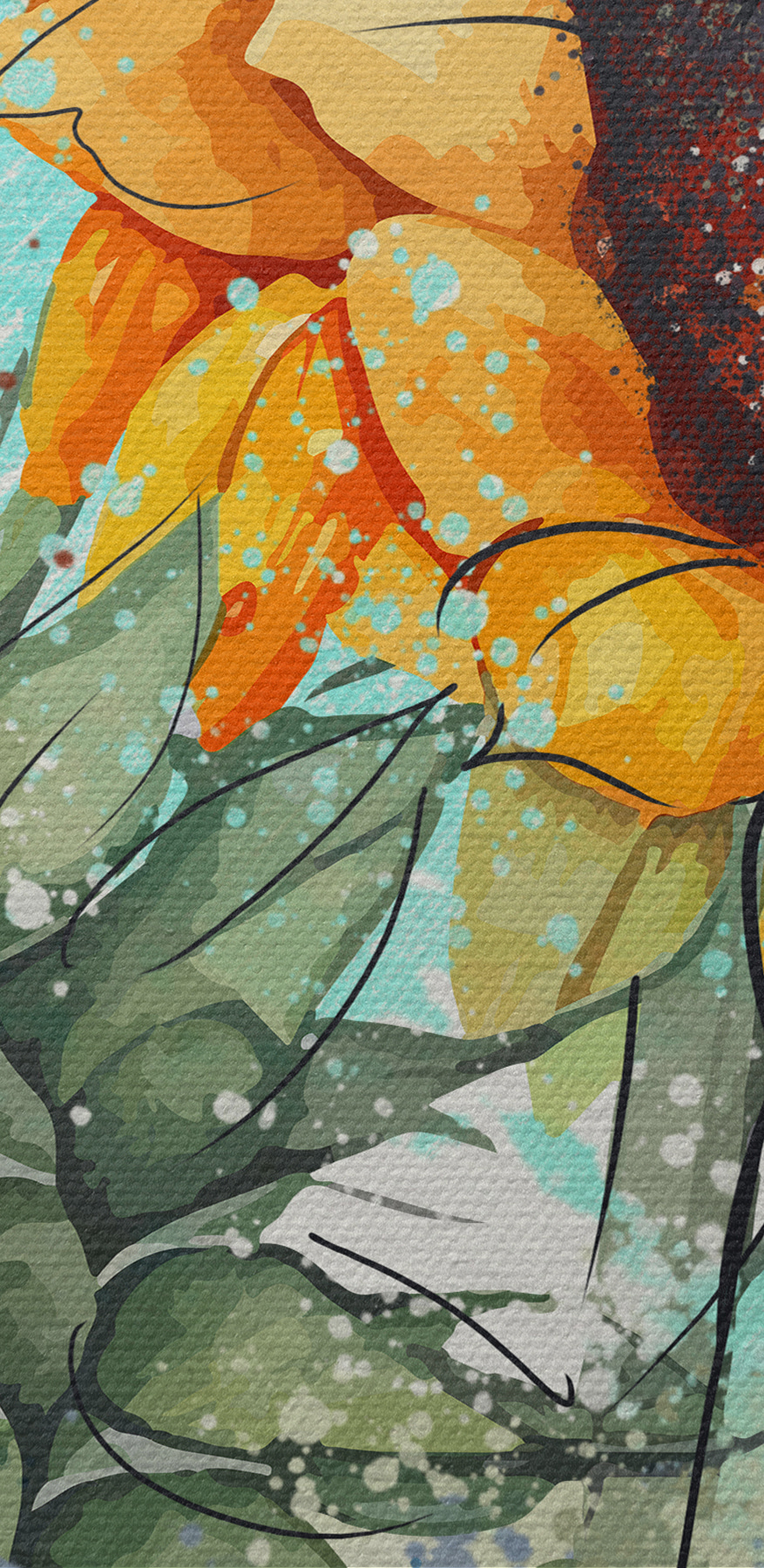 Peinture de tournesols sur fond blanc Peinture de tournesols sur fond blanc