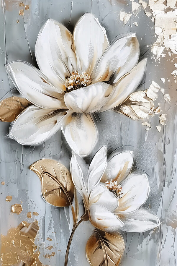 Peinture de fleurs sur une surface grise Peinture de fleurs sur une surface grise