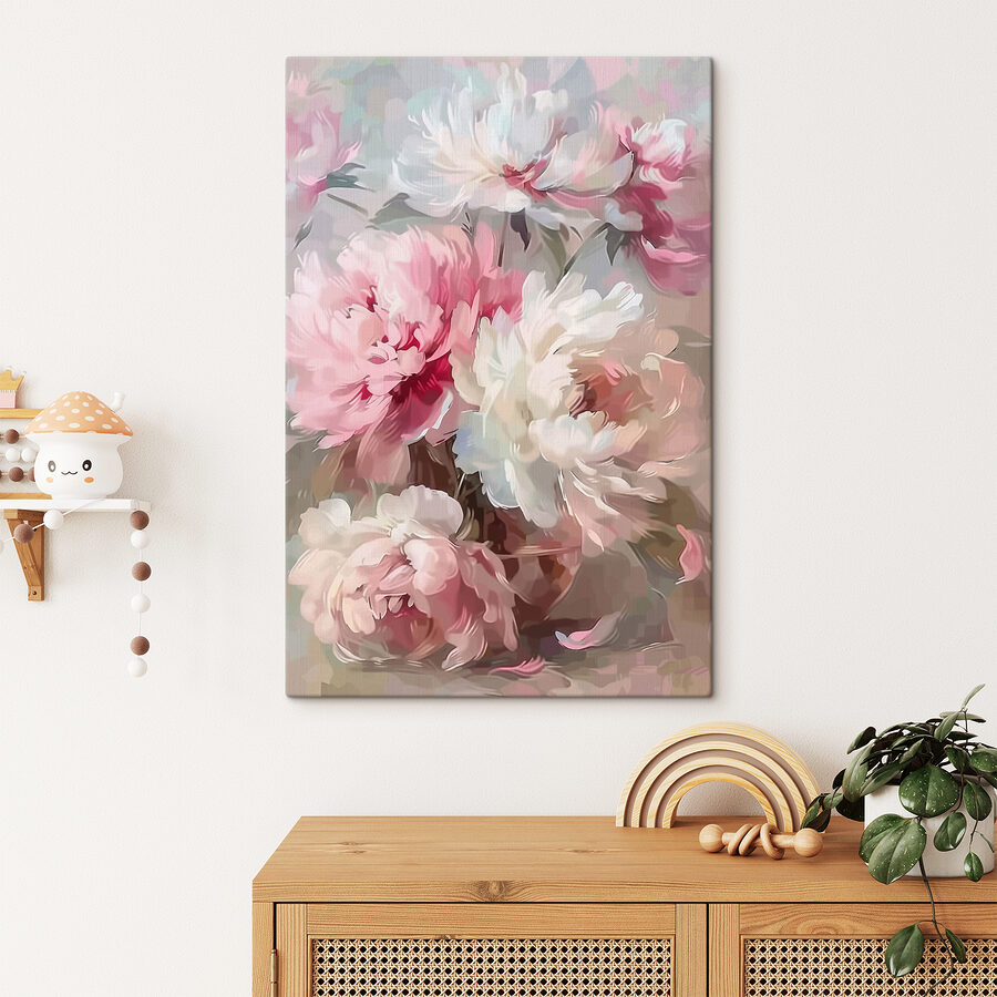 Tableaux Peinture de fleurs roses et blanches