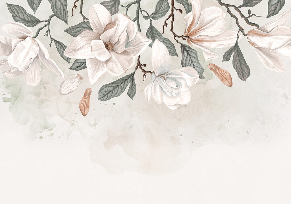 Fleurs et feuilles blanches sur fond blanc Fleurs et feuilles blanches sur fond blanc