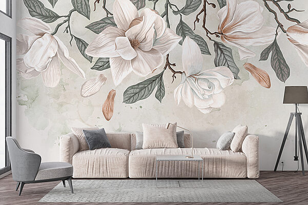 Fleurs et feuilles blanches sur fond blanc Fleurs et feuilles blanches sur fond blanc