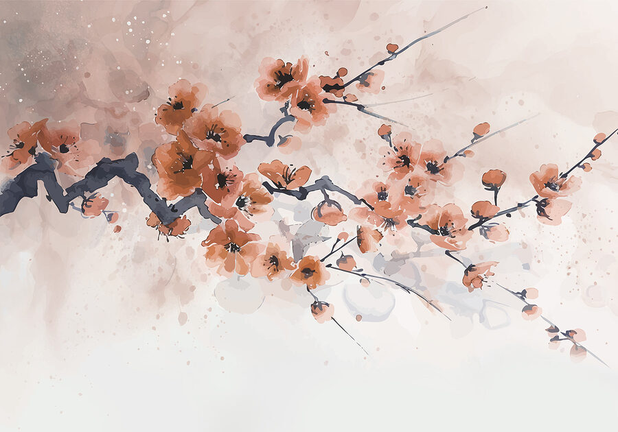 Peinture d'une branche avec des fleurs Peinture d'une branche avec des fleurs