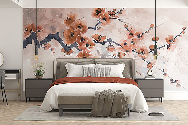 Peinture d'une branche avec des fleurs Peinture d'une branche avec des fleurs