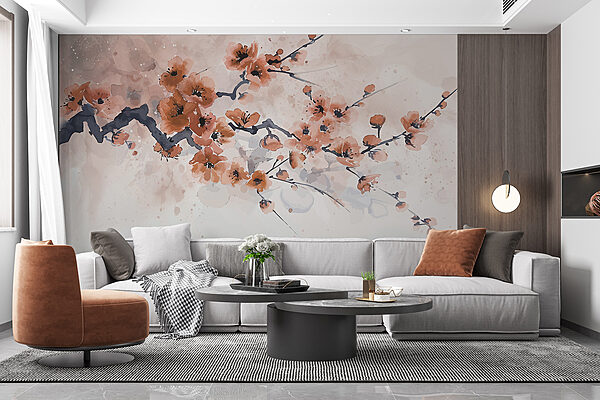 Peinture d'une branche avec des fleurs Peinture d'une branche avec des fleurs