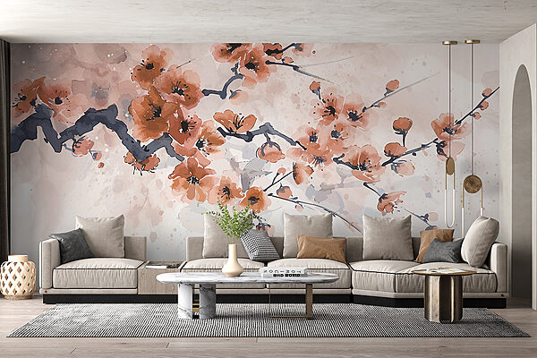 Peinture d'une branche avec des fleurs Peinture d'une branche avec des fleurs