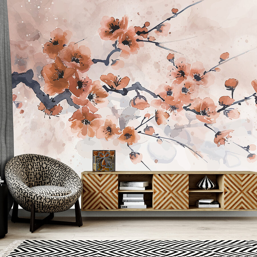 Peinture d'une branche avec des fleurs Peinture d'une branche avec des fleurs