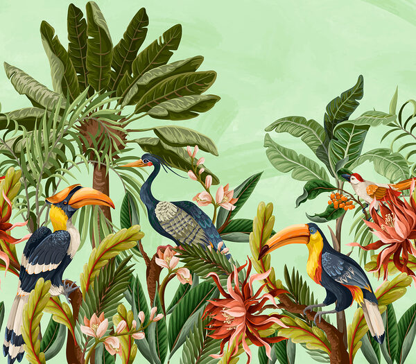 Groupe d'oiseaux et de fleurs Groupe d'oiseaux et de fleurs