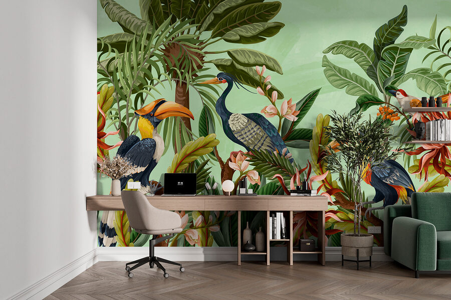 Groupe d'oiseaux et de fleurs Groupe d'oiseaux et de fleurs