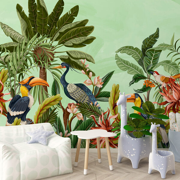 Groupe d'oiseaux et de fleurs Groupe d'oiseaux et de fleurs