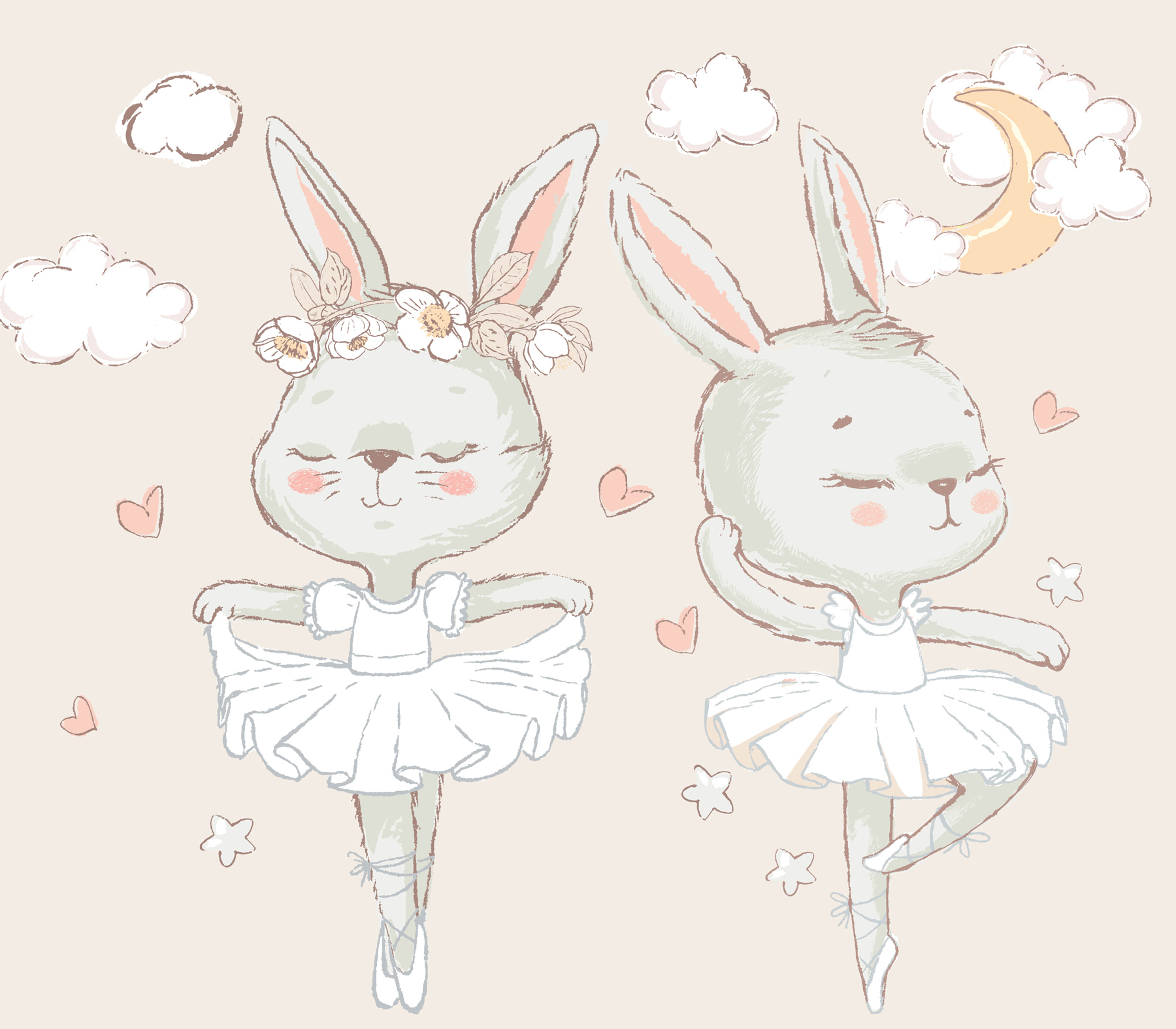 Couple of bunnies in ballet tutu Couple of bunnies in ballet tutu