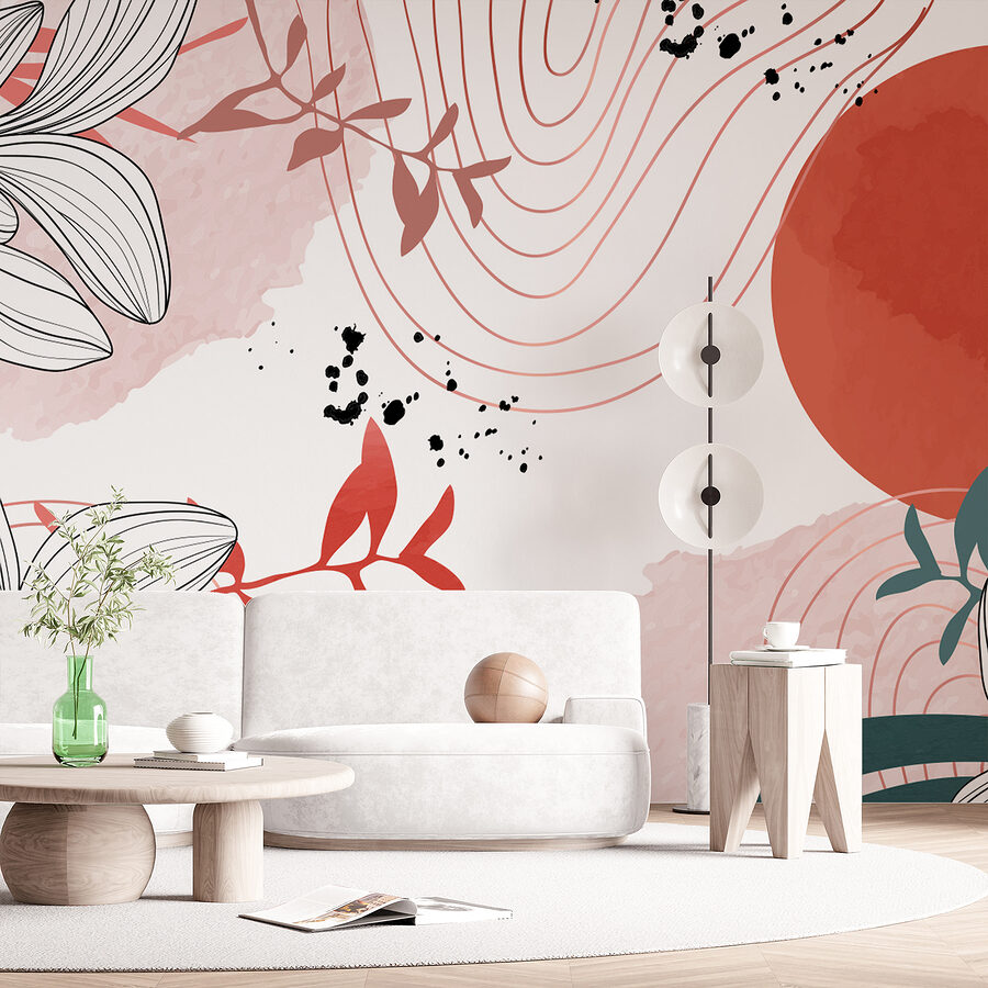 Motif floral blanc et rouge