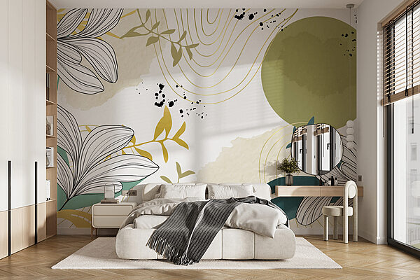 Motif floral blanc et vert Motif floral blanc et vert