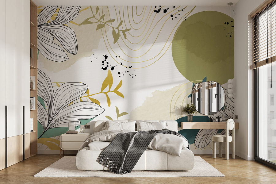 Motif floral blanc et vert Motif floral blanc et vert