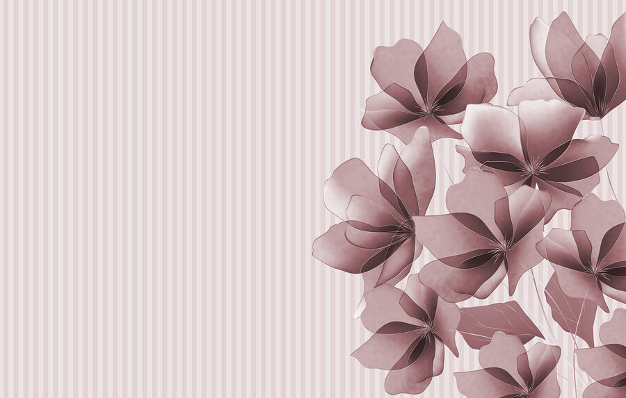 Groupe de fleurs sur fond rayé