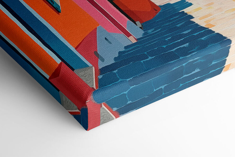 Bâtiments colorés et plan d'eau