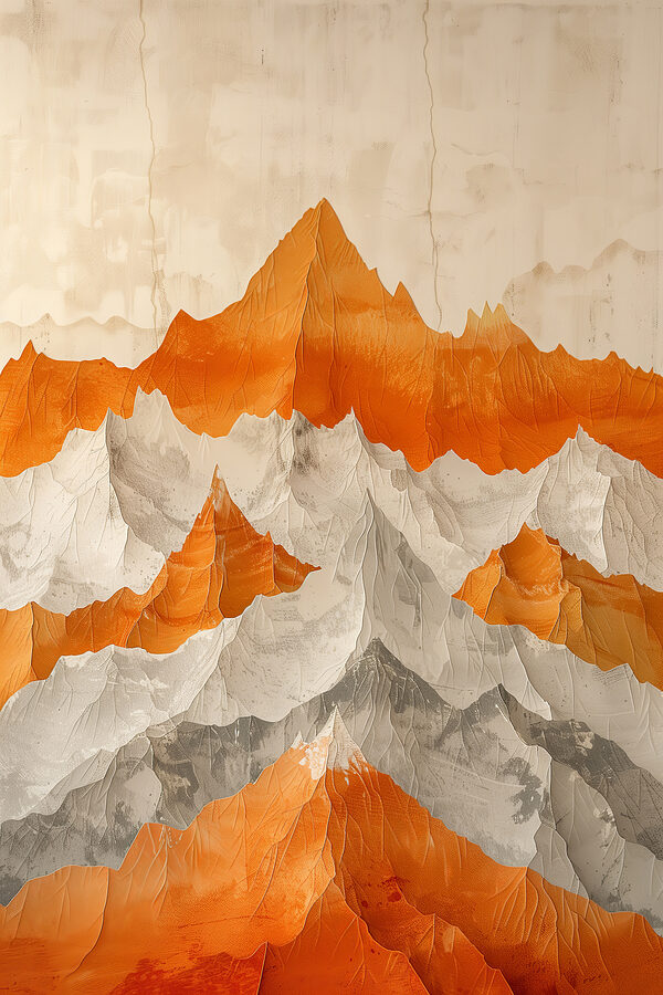 Peinture de montagnes en orange et blanc Peinture de montagnes en orange et blanc