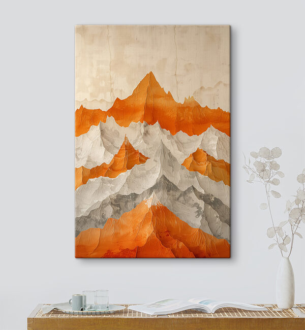 Peinture de montagnes en orange et blanc Peinture de montagnes en orange et blanc