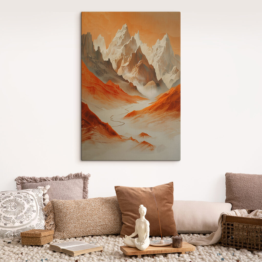 Mountain range with a road in the distance