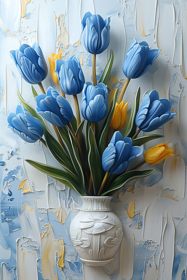 Vase of blue tulips Vase of blue tulips