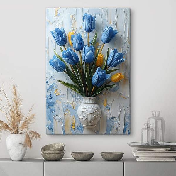 Vase of blue tulips Vase of blue tulips