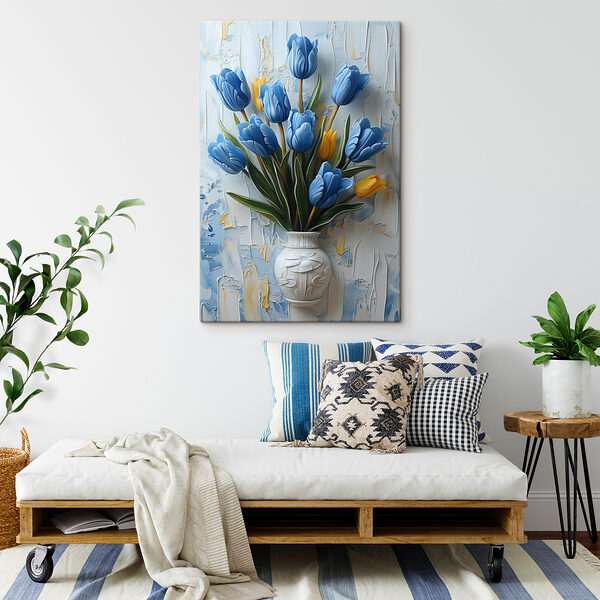 Vase of blue tulips Vase of blue tulips