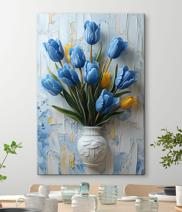 Vase of blue tulips Vase of blue tulips
