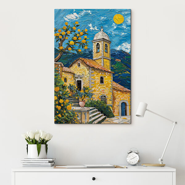 Peinture d'un bâtiment avec un clocher Peinture d'un bâtiment avec un clocher
